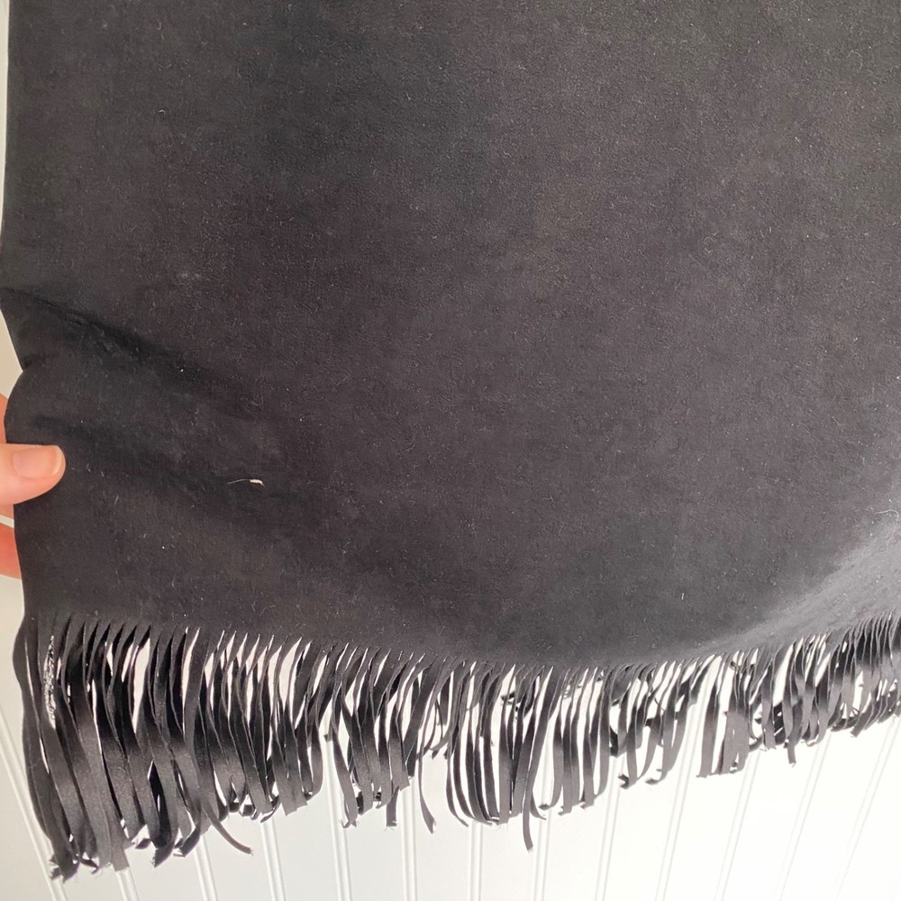 Vintage Clio Women Whimsigoth Fringe Trim Maxi Skirt Size 10 M Witchy Faux Suede - Picture 2 of 12